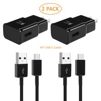 Adaptive Fast Wall Charger and 4-Feet USB Type C Data Cable Kit Compatible with Samsung Galaxy S10/S10+/S9/S9+/S8/S8+/Active/Note 8/Note 9 & Other Smartphones (2 Packs)