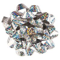 JAM PAPER Gift Bows - - Small - 3 1/2 Diameter- Speckled Silver - 12/Pack