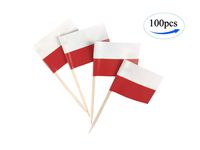 JBCD Poland Flag Poles Flags,100 Pcs Cupcake Toppers Flag, Country Toothpick Flag,Small Mini Stick Flags Picks Party Decoration Celebration Cocktail Food Bar Cake Flags