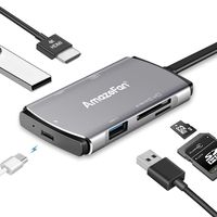 USB C Hub,AmazeFan 6in 1 USB C Adapter 3.1 with Type C Charging Port,4K HDMI,2 USB 3.0 Ports,SD &TF Card Reader,a USB-C to PC Port for MacBook Pro,USB Flash Drives and More USB C Devices(Space Gray)