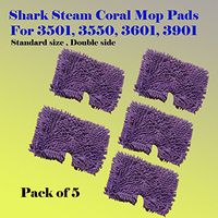 ESC Standard Size (12.5" X 7.5") / Large XL (16.5" X7.5") / Triangular (11" X7") Steam Mop Replacement Pocket Pads for Euro-pro Shark S3501 S3601 S3901 S3550 Se450 XLT3501 Refill (5, Standard Coral Microfiber)