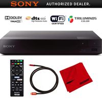 Sony BDP-S3700 Streaming Blu-ray Disc Player with Wi-Fi and Dolby TrueHD Audio Bundle with Deco Gear 6 ft High Speed HDMI 2.0 Cable and Microfiber TV Screen Cloth