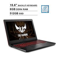 Asus 2019 FX504 15.6 Inch FHD TUF Gaming Laptop (Intel 6-Core i7-8750H up to 4.1 GHz, 8GB RAM, 512GB SSD, GeForce GTX 1050 Ti, Backlit Keyboard, WiFi, Bluetooth, HDMI, Windows 10)