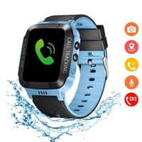 Kids Smartwatch with GPS Tracker IP67 Waterproof Smart Watch for Kids, Toddlers Phone Watch with Alarm Clocks (Black and Blue)