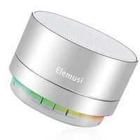 Elemusi Bluetooth Speaker,Portable Stereo Outdoor Speaker,Mini Wireless Speaker with HD Audio and Enhanced Bass, Built-in-Mic Speakerphone, FM Radio and TF Card Play Music (Silver)