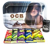 Bundle - 7 Items OCB Rolling Tray with (5) Assorted King Pin Hemp Wraps All Natural (Girl)