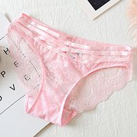 Bikini Cotton Womens Thong Underwear Lace Trim Soft Sexy Lingerie Panties Set