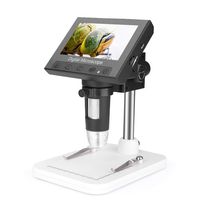 Digital USB Microscope 4.3 inch LCD 10X-600X Magnification Digital Microscope,8 LED Adjustable Light,Rechargeable Lithium Battery, for Phone Repair Soldering Tool Jewelry Appraisal Biologic Use
