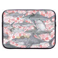 Cats Riding Sharks 13-15 Inch Laptop Sleeve Bag Portable Dual Zipper Case Cover Pouch Holder Pocket Tablet Bag,Water Resistant,Black