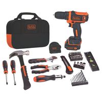 BLACK+DECKER 12V MAX Drill & Home Tool Kit, 60-Piece (BDCDD12PK)
