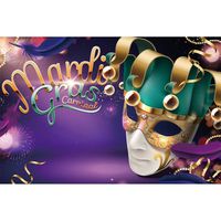 Renaiss 5x4ft Carnival Mask Backdrop Mardi Gras Carnival Green Clown Mask Fireworks Dionysia Carnival Theme Party Outdoor Indoor Children Adult Party Decor Banner Background Portraits Props
