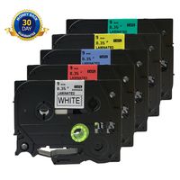 NEOUZA 221 421 521 621 721 5PK Compatible for Brother P-Touch Laminated TZe TZ Label Tape Cartridge 9mm x 8m (Black on White,Red,Yellow,Blue,Green)