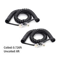 Telephone Handset Cord Detangler Cable Pure-Copper Coiled 0.72 to 6 Feet Uncoiled Landline Phone Spiral Curly Cable Extension Modular Wire Lead Compatible 4p4c RJ9/RJ10/RJ22 (Black-2pcs)
