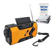 Hand Crank Solar AM FM NOAA Weather Radio 2000mAh Portable Power Bank Emergency Radio Dynamo Flashlight, Reading Lamp and SOS Alarm 4 Ways to Charge (Orange)