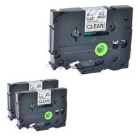 NineLeaf 3 Pack Black on Clear Labeling Tape Compatible for Brother TZe111 TZ-111 TZ111 Laminated Label Tape Cartridge for P-Touch Label Makers & Printers 1/4"x 26.2"(6mm x 8m)