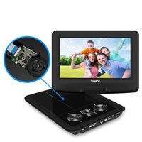 SYNAGY 9" Portable DVD Player CD Player with Swivel Screen Remote Control Rechargeable Battery Car Charger Wall Charger, Personal DVD Player (Black)
