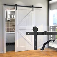 skysen 6.6FT Sliding Barn Door Hardware Track Kit Black -Step by Step Instruction(I Shape Hanger)
