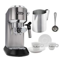 DeLonghi EC685M Dedica Deluxe Pump Espresso Machine, Silver Includes Frothing Pitcher, Coffee Spoon and 2 Espresso Cups Bundle