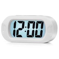Easy to Set, Plumeet Large Digital LCD Travel Alarm Clock with Snooze Good Night Light, Ascending Sound Alarm & Handheld Sized, Best Gift for Kids (White)