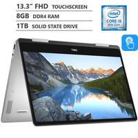 Dell Inspiron 13 7000 Series 2-in-1 13.3" Full HD IPS Touchscreen Laptop, Intel Core i5-8265U up to 3.90GHz, 8GB RAM, 1TB M.2 SSD, Backlit Keyboard, HDMI, Wireless-AC, Bluetooth, Windows 10, Silver