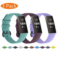 KingAcc Compatible Fitbit Charge 3 Bands, Soft Silicone Replacement Band for Fitbit Charge 3, Charge 3 SE, with Metal Buckle Wristband Strap Women Men (3-Pack,Small)
