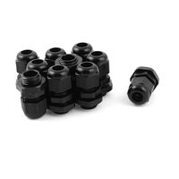 uxcell PG7 Type Black Plastic Waterproof Cable Glands Joints 10 Pcs