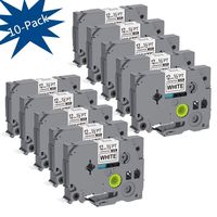 YuanFeng Compatible P-Touch TZ231 TZe231 TZ-231 TZe-231 Standard Label Laminated Tapes， Black on White ，12mm (1/2 Inch) x 8m (26.2 ft) ，10-Pack