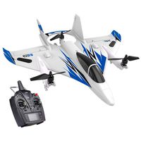 GoolRC JJRC MO2 RC Plane, 2.4G 6CH 3D/6G Remote Control Airplane, Brushless Multi-Motor Vertical Takeoff Outdoor Stunt LED RC Glider Fixed Wing Aircraft RTF for Kids Boys Adult Beginner (Blue)