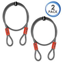 BV 4FT Security Steel Cable, Double Looped Flex Lock Cable 3/8 Inch, for U-Lock, Padlock, and Disc Lock (Set of 2)