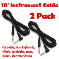 Cable Corp SC10 Instrument Cable 2 Pack, 10' Molded End Right Angle to Straight Black