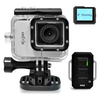 Pyle Expo Sports Action Camera - HD 1080P Mini Hi-Res Camcorder w/ Wifi, 20MP Cam, 2" Screen USB SD Card HDMI, Battery - Waterproof Case, USB Cable, Wireless Remote Control, Mount - PSCHD90SL (Silver)