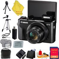 Canon PowerShot G7 X Mark II Digital Camera + Case + 64 GB Card + Reader + 6pc Starter Set + Tripod