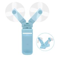 Handheld Personal Fan, TRELC Mini Portable Pocket Fan, Folding Dual Head USB Rechargeable Table Fan for Outdoor Hiking Office Shopping Travelling, 2 Speeds Strong Wind (Blue)