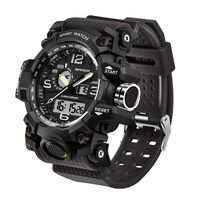 Men's Military Watch, Dual-Display Waterproof Sports Digital Watch Big Wrist for Men with Alarm (Black)