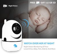 Free 32 GB SD Card | Motion Detection Auto Tracking Camera 1080P | Wireless Camera w NightVision | Two Way Audio 2.4 GHZ WiFi Surveillance | Babies, Pets, Elderly | Alexa, iOS, Android |