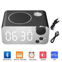 Alarm Clock FM Radio Bluetooth Speaker for Bedrooms Wireless Portable Bedside Speaker LED Alarm Clock Built-in Micro Support TF Card AUX with USB Charging (DY39)