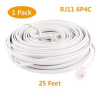 Uvital 25 Feet Telephone Landline Extension Cord Cable Line Wire with Standard RJ-11 6P4C Plugs(White 7.7M,1Pack)
