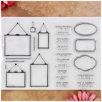 Kwan Crafts Message Board Frame Word happy birthday Thank you Congratulations Wedding day Clear Stamps for Card Making Decoration and DIY Scrapbooking