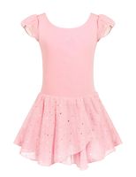 Arshiner Girls Ruffle Sleeve Ballet Dance Dress Tutu Skirted Leotard, 8-9 Years, Ballet Pink