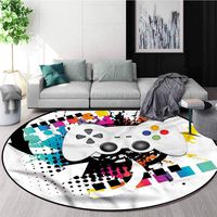 RUGSMAT Gamer Round Kids Rugs,Colorful Splashes Halftone Pattern Floor Seat Pad Home Decorative Indoor Round-55