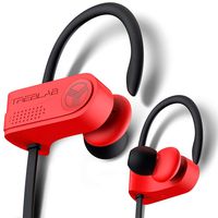 TREBLAB XR700 Wireless Sports Earbuds - Custom Adjustable Earhooks, PRO Running Bluetooth 5.0 Headphones for Athletes. IPX7 Waterproof, Sweatproof, in-Ear Headset, Noise Cancelling Earphones (Red)