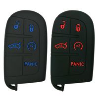 2Pcs Coolbestda Silicone Smart Key Fob Skin Cover Case Protector Keyless Jacket Remote Holder for Jeep Grand Cherokee Dodge Challenger Charger Dart Durango Journey Chrysler 300