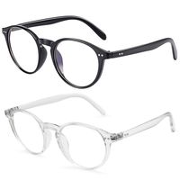 Blue Light Blocking Computer Glasses 2 Pack Anti Eyestrain Reduce Headache Filter UV Glare Eyeglasses Reading Gaming Glasses, Men/Women (Black&Transparent)