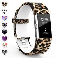 TreasureMax Compatible with Fitbit Charge 2 Bands for Women/Men,Silicone Fadeless Pattern Printed Replacement Floral Bands for Fitbit Charge 2 HR Wristbands