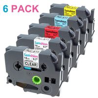 P-Touch Label Tape 18mm 0.7 Inch, Compatible TZe-141 TZe-241 TZe-441 TZe-541 TZe-641 (Clear/White/Red/Blue/Yellow/) for PTP700 PTD400AD, 5-Pack