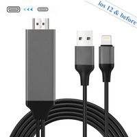 Compatible with iPad iPhone to HDMI Cable, Compatible with iOS Phone to HDMI Adapter, HDMI Adapter 1080P Digital AV Adapter, Compatible with iPhone XS/XSmax/XR/X/8/7/6/plus iPad iPod to TV (Black)