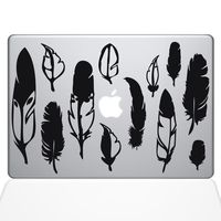The Decal Guru Woodland Feathers MacBook Decal Vinyl Sticker - 13" MacBook Pro (2016 & Newer) - Black (1267-MAC-13X-BLA)