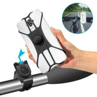 AIELE Bike Phone Mount for Motorcycle, 360°Rotation Universal Silicone Bicycle Phone Holder Adjustable for 4 to 6.5 Inch Smartphones - Compatible with iPhone X, XR, 8/8 Plus, 7/7 Plus, iPhone (Black)
