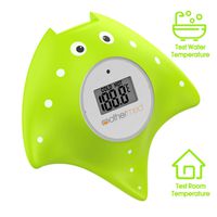MotherMed Baby Bath Thermometer and Floating Bath Toy Bathtub and Swimming Pool Thermometer Green Fish Only for Fahrenheit