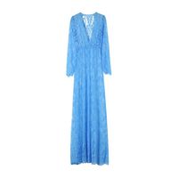 Boomboom Fashion Maternity Photography Pregnant Women Lace Long Evening Party Dress (M, Blue)